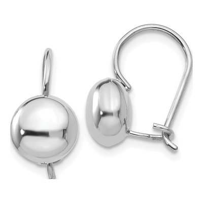 14K White Gold Button Stud Earrings