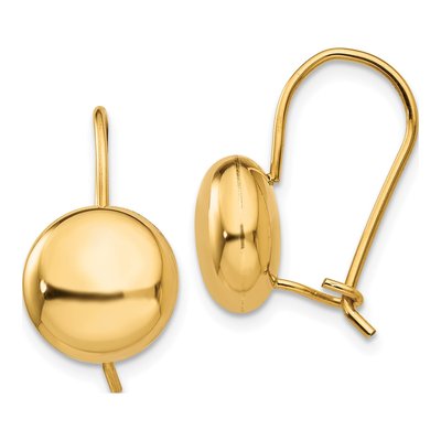 14K Yellow Gold Button Stud Earrings