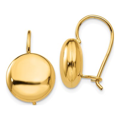 14K Yellow Gold Button Stud Earrings