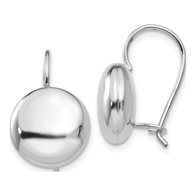 14K White Gold Button Stud Earrings