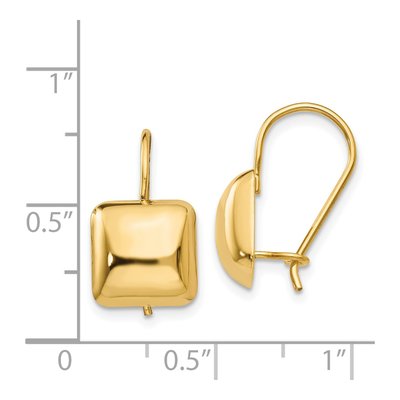 14K Yellow Gold Puffed Square Kidney Wire Dangle Earrings – view 5