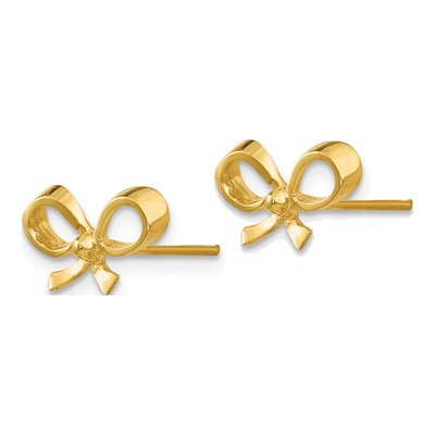 14K Yellow Gold Bow Stud Earrings – view 3