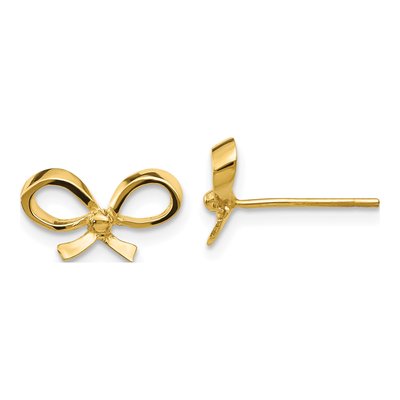 14K Yellow Gold Bow Stud Earrings