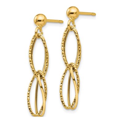 14K Yellow Gold Twisted Link Dangle Earrings – view 3