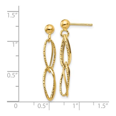 14K Yellow Gold Twisted Link Dangle Earrings – view 5