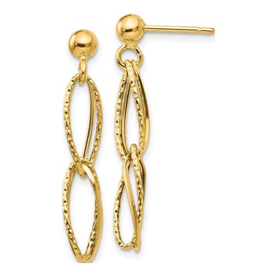 14K Yellow Gold Twisted Link Dangle Earrings
