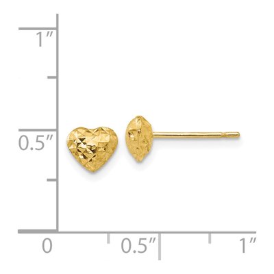 14K Yellow Gold Puffed Heart Stud Earrings – view 5