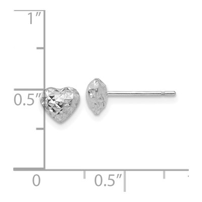 14K White Gold Puffed Heart Stud Earrings – view 4