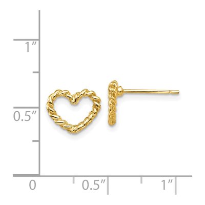 14K Yellow Gold Open Twisted Heart Stud Earrings – view 5