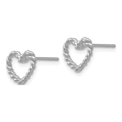 14K White Gold Open Twisted Heart Stud Earrings – view 2