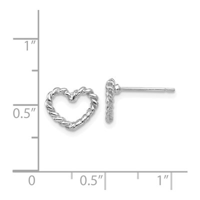 14K White Gold Open Twisted Heart Stud Earrings – view 4