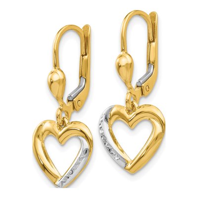 14K Yellow Gold Heart Leverback Earrings – view 3