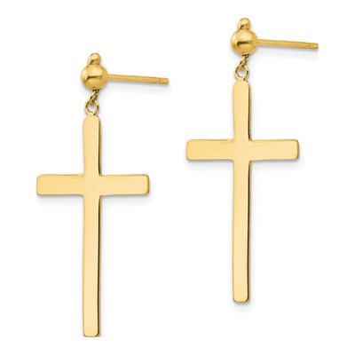 14K Yellow Gold Cross Dangle Earrings – view 3