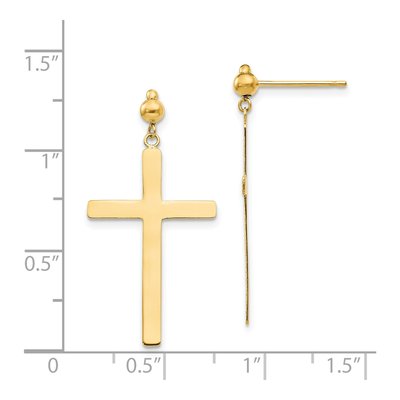 14K Yellow Gold Cross Dangle Earrings – view 5