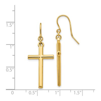 14K Yellow Gold Cross French Hook Dangle Earrings – view 5