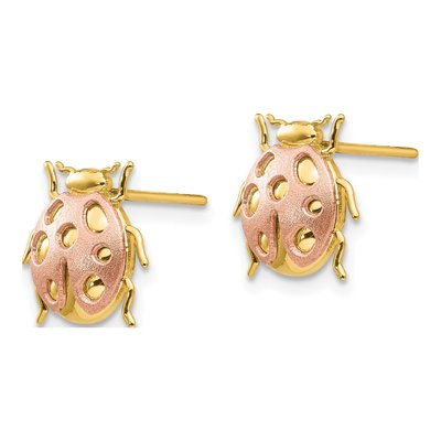 14K Two-Tone Gold Ladybug Stud Earrings – view 3