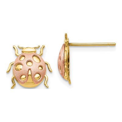 14K Two-Tone Gold Ladybug Stud Earrings