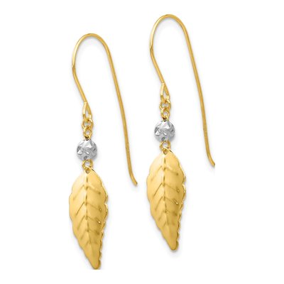 14K Two-Tone Gold Leaf Dangle Earrings – view 3
