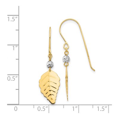 14K Two-Tone Gold Leaf Dangle Earrings – view 5