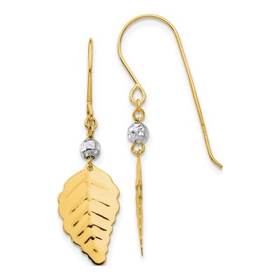 14K Two-Tone Gold Leaf Dangle Earrings