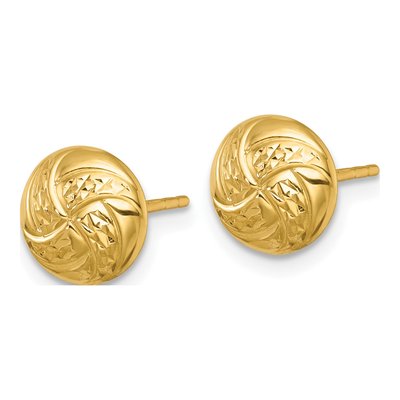 14K Yellow Gold Button Stud Earrings – view 3