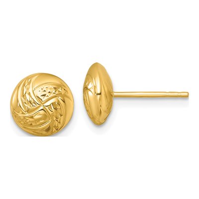 14K Yellow Gold Button Stud Earrings