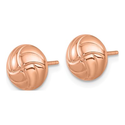 14K Rose Gold Textured Button Stud Earrings – view 3