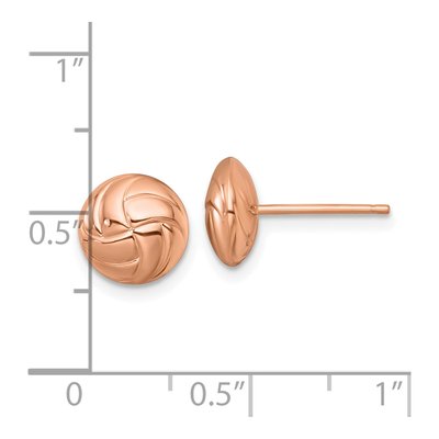 14K Rose Gold Textured Button Stud Earrings – view 4