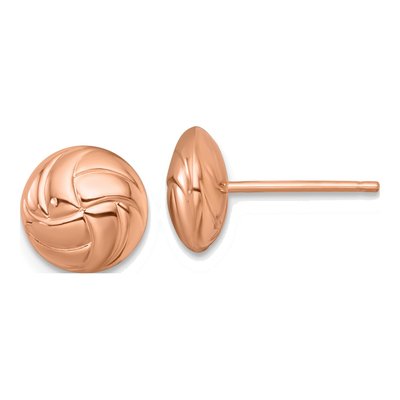 14K Rose Gold Textured Button Stud Earrings