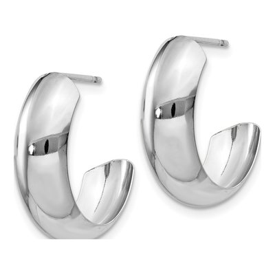 14K White Gold 18mm J- Hoop Earrings – view 3