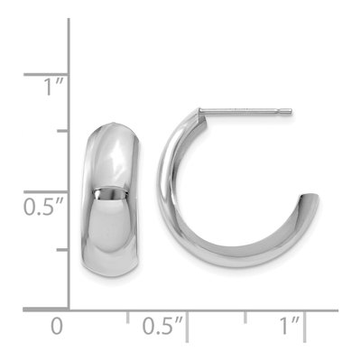 14K White Gold 18mm J- Hoop Earrings – view 5