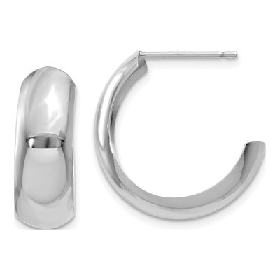 14K White Gold 18mm J- Hoop Earrings