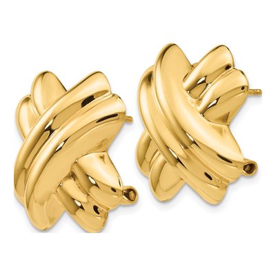 14K Yellow Gold Omega Back Stud Earrings – view 2
