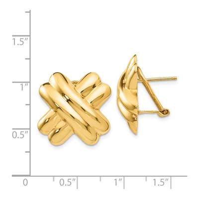 14K Yellow Gold Omega Back Stud Earrings – view 4