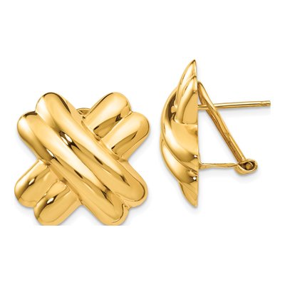14K Yellow Gold Omega Back Stud Earrings