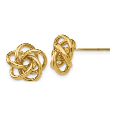 14K Yellow Gold Love Knot Stud Earrings