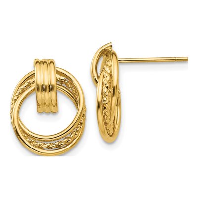 14K Yellow Gold Doorknocker Dangle Earrings