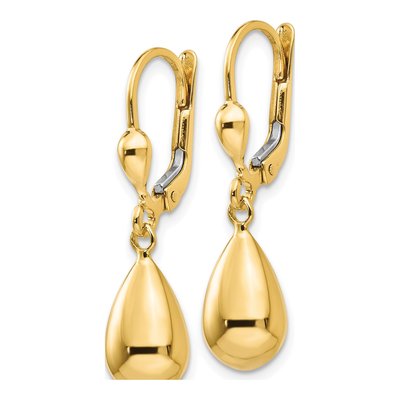 14K Yellow Gold Teardrop Leverback Earrings – view 3