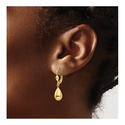 14K Yellow Gold Teardrop Leverback Earrings – view 4