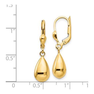 14K Yellow Gold Teardrop Leverback Earrings – view 5
