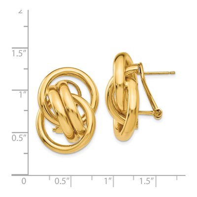 14K Yellow Gold Fancy Circles Omega Back Stud Earrings – view 5