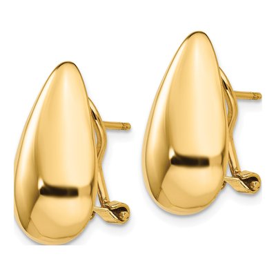 14K Yellow Gold Teardrop Omega-Back Stud Earrings – view 2