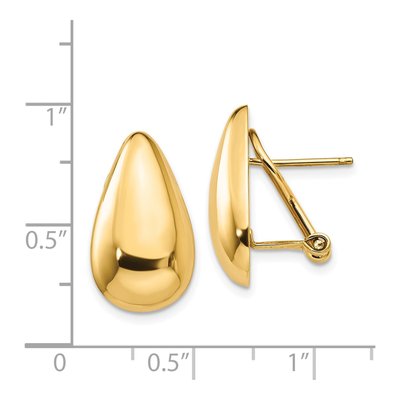 14K Yellow Gold Teardrop Omega-Back Stud Earrings – view 4