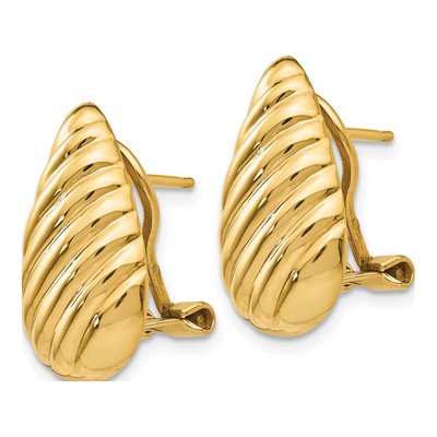 14K Yellow Gold Teardrop Omega Back Stud Earrings – view 3