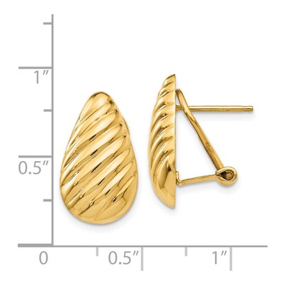 14K Yellow Gold Teardrop Omega Back Stud Earrings – view 5