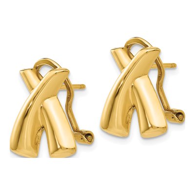 14K Yellow Gold Omega Back Stud Earrings – view 3