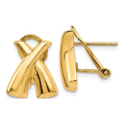 14K Yellow Gold Omega Back Stud Earrings