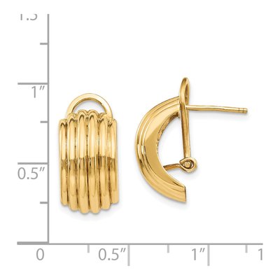 14K Yellow Gold Ribbed Half Omega Back Stud Earrings – view 5