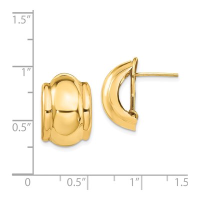 14K Yellow Gold Fancy Omega Back Stud Earrings – view 5