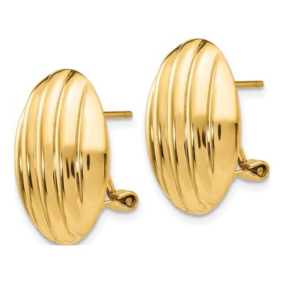 14K Yellow Gold Oval Button Stud Earrings – view 2